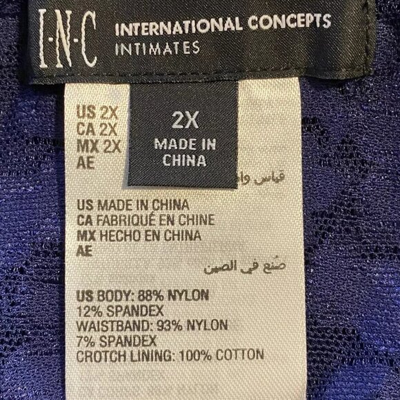 I.n.c. International Concepts Plus Size Lace Thong Underwear Lingerie, Navy, 2X - Picture 3 of 5